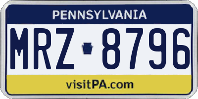PA license plate MRZ8796