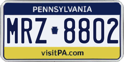 PA license plate MRZ8802