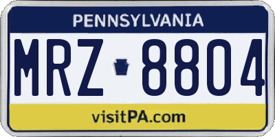 PA license plate MRZ8804