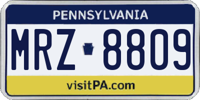 PA license plate MRZ8809