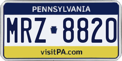 PA license plate MRZ8820