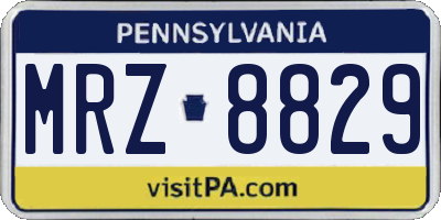 PA license plate MRZ8829