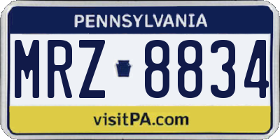 PA license plate MRZ8834