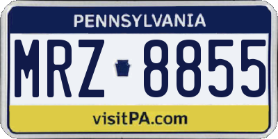 PA license plate MRZ8855
