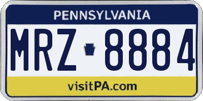 PA license plate MRZ8884