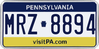 PA license plate MRZ8894