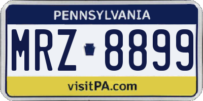 PA license plate MRZ8899