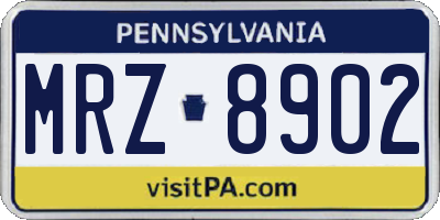 PA license plate MRZ8902