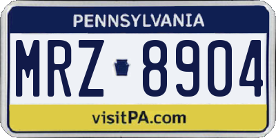 PA license plate MRZ8904