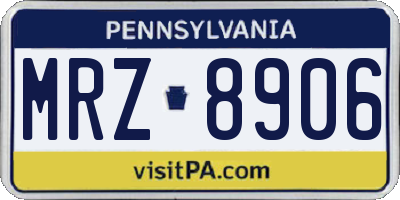 PA license plate MRZ8906