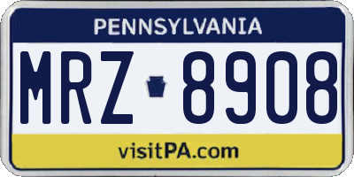 PA license plate MRZ8908