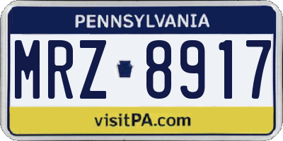 PA license plate MRZ8917