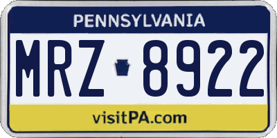 PA license plate MRZ8922