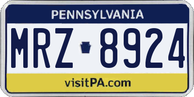 PA license plate MRZ8924