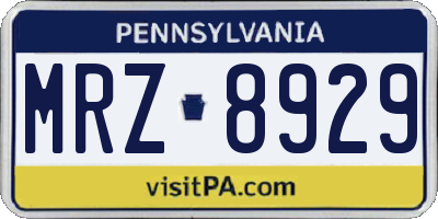 PA license plate MRZ8929