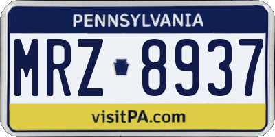 PA license plate MRZ8937
