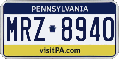 PA license plate MRZ8940