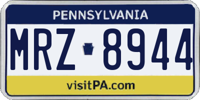 PA license plate MRZ8944