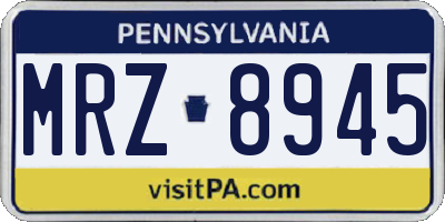 PA license plate MRZ8945