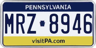 PA license plate MRZ8946