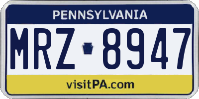 PA license plate MRZ8947