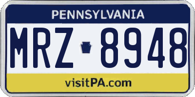 PA license plate MRZ8948