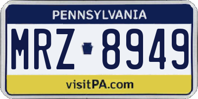 PA license plate MRZ8949