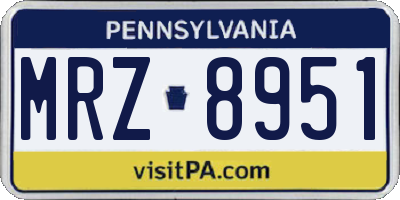 PA license plate MRZ8951