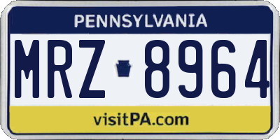PA license plate MRZ8964