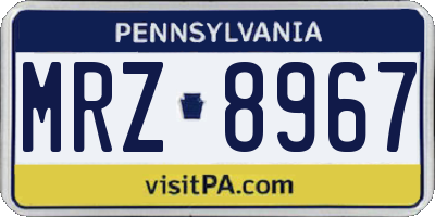 PA license plate MRZ8967