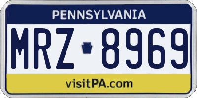 PA license plate MRZ8969