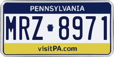 PA license plate MRZ8971