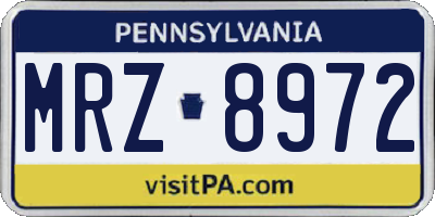 PA license plate MRZ8972