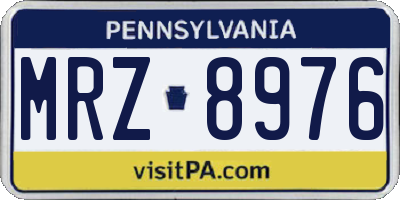 PA license plate MRZ8976