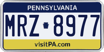 PA license plate MRZ8977