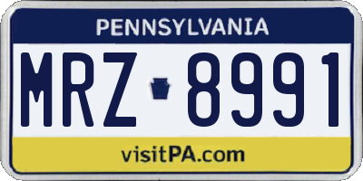 PA license plate MRZ8991