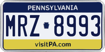 PA license plate MRZ8993