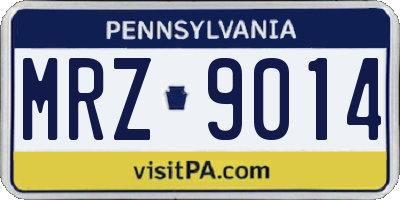 PA license plate MRZ9014