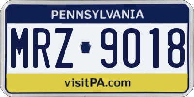 PA license plate MRZ9018