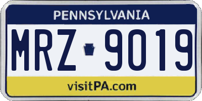 PA license plate MRZ9019