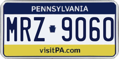 PA license plate MRZ9060