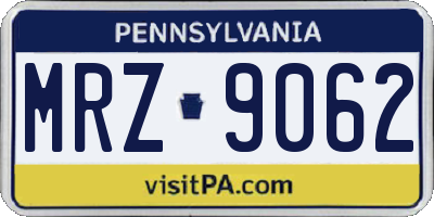 PA license plate MRZ9062