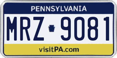 PA license plate MRZ9081