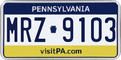PA license plate MRZ9103