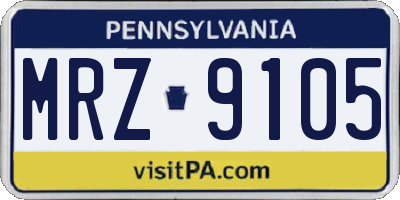 PA license plate MRZ9105