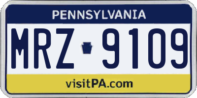 PA license plate MRZ9109