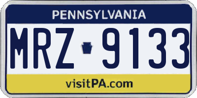 PA license plate MRZ9133