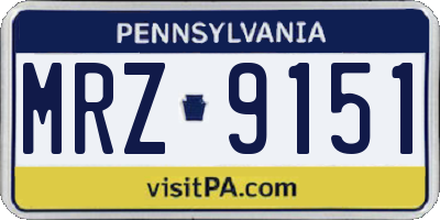 PA license plate MRZ9151