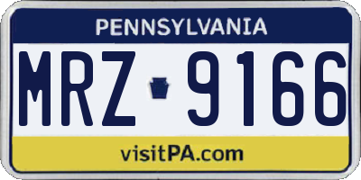 PA license plate MRZ9166
