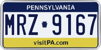 PA license plate MRZ9167